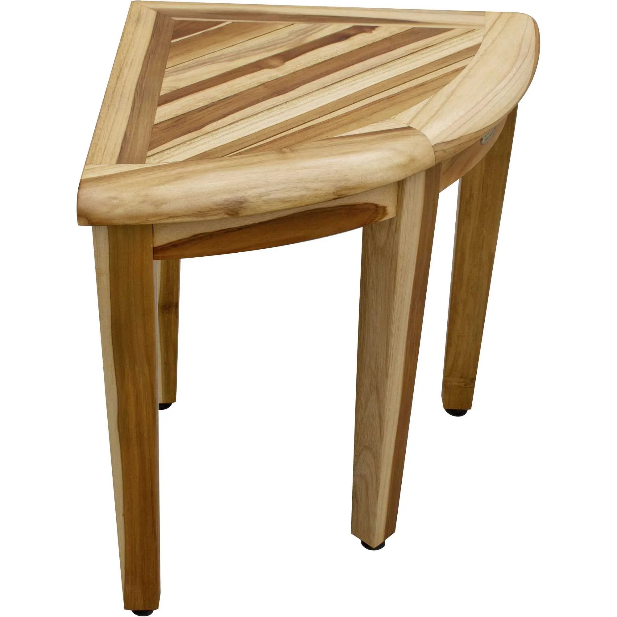 16" Compact Teak Corner Shower Stool with Shelf in Natural Finish By Homeroots