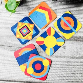 Abstract Print Reversible Coasters |  Set of 6