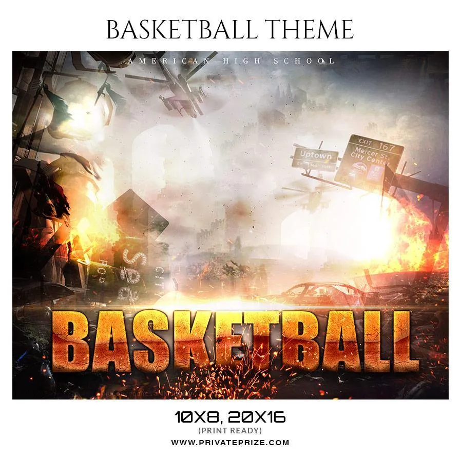 American High School - Basketball Themed Sports Photography Template