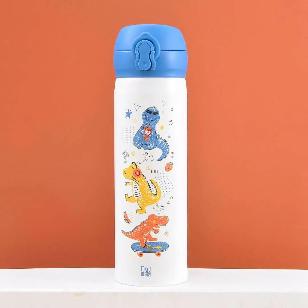 Animals Theme Stainless Steel Water Bottle (White 400 ML)