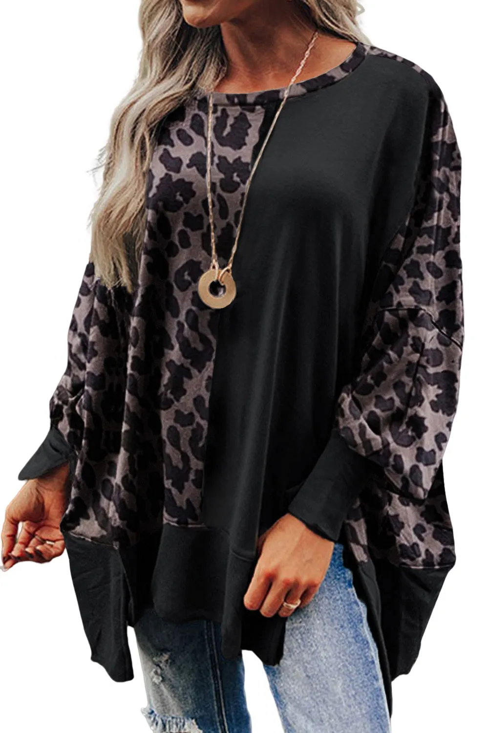 Bishop Sleeve Slit Sweatshirt