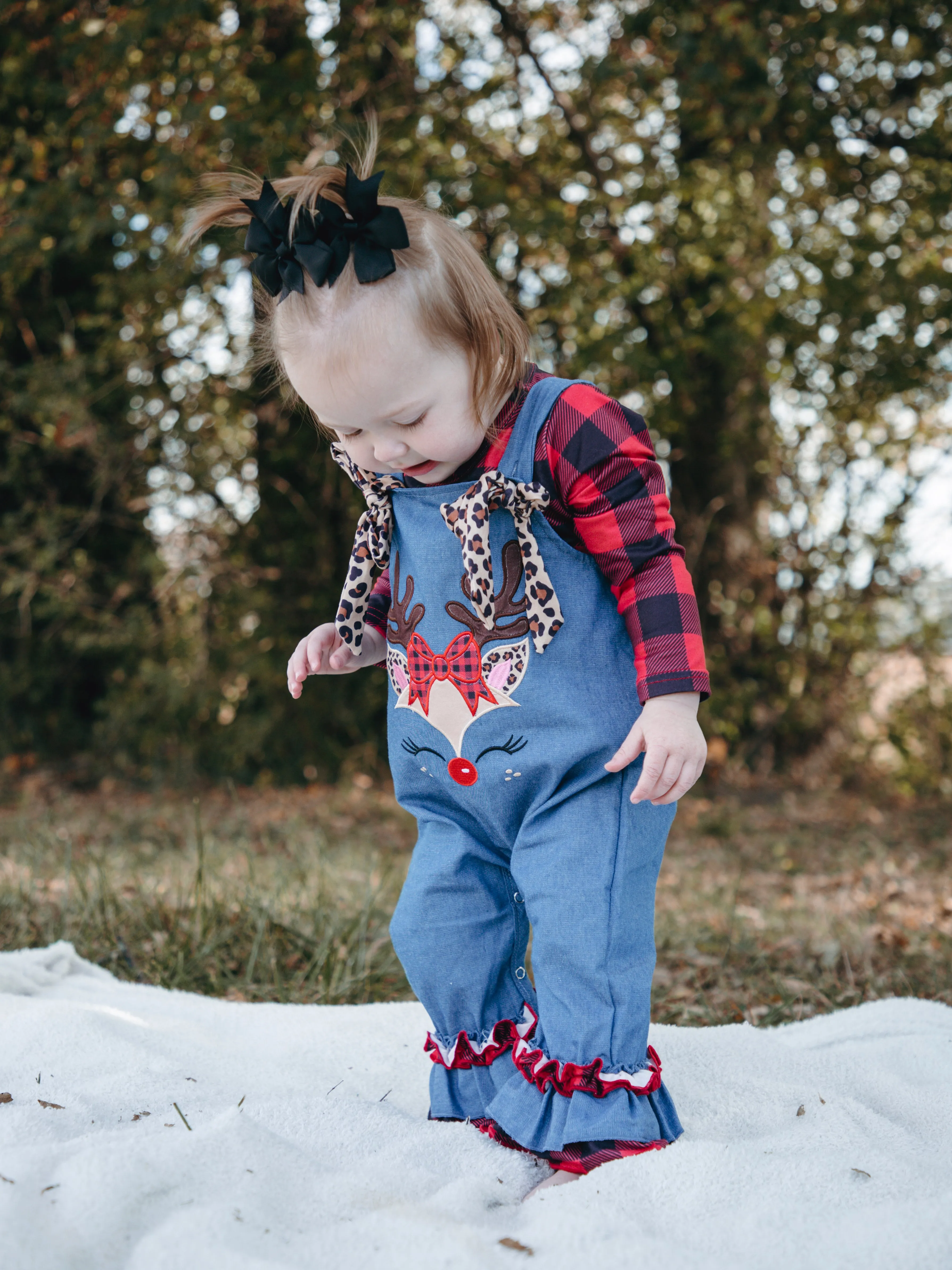 Buffalo Plaid & Leopard Reindeer Romper