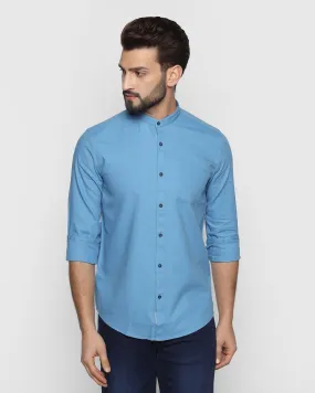 Casual Mid Blue Textured Shirt - Volt