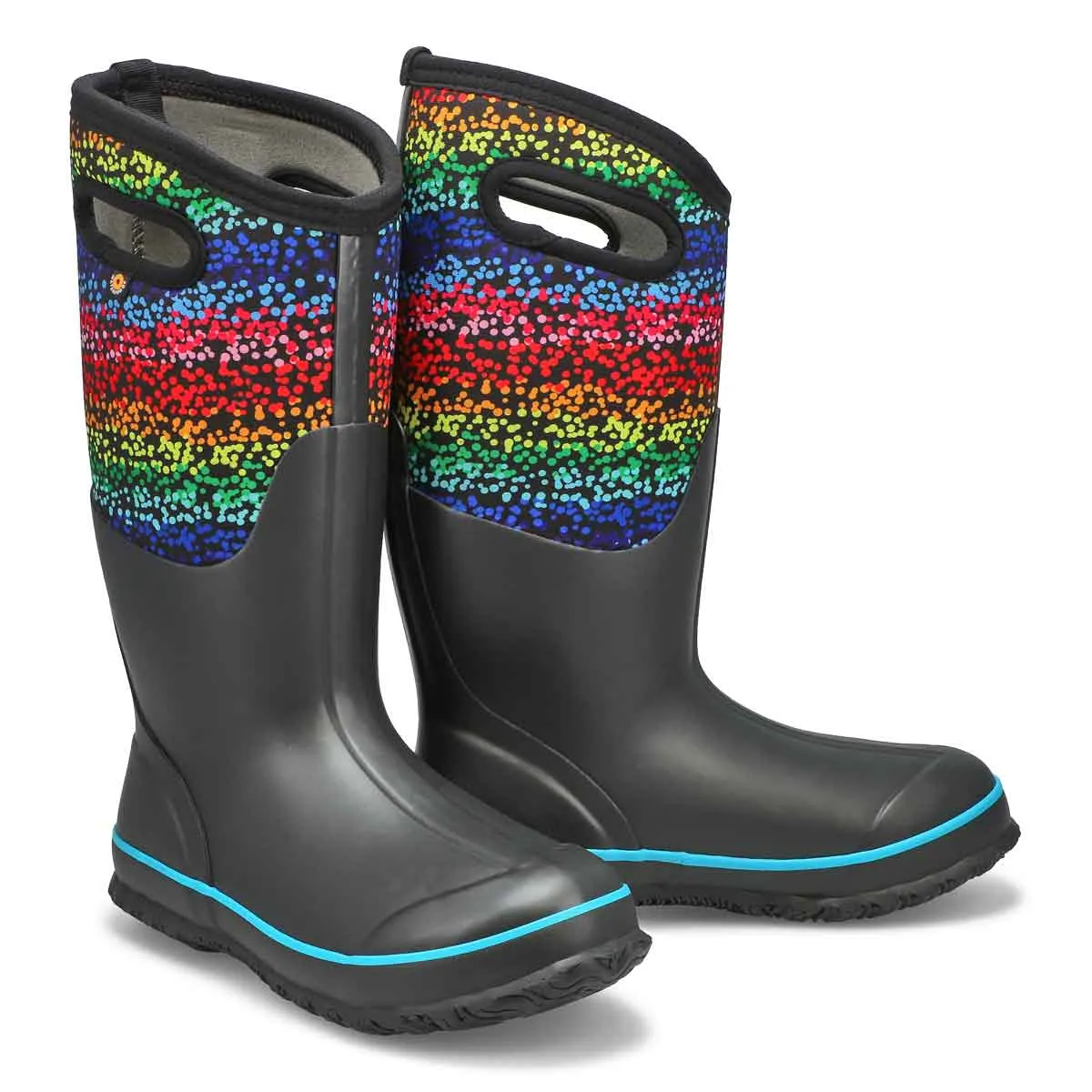 Classic Rainbow Dots Black Multi