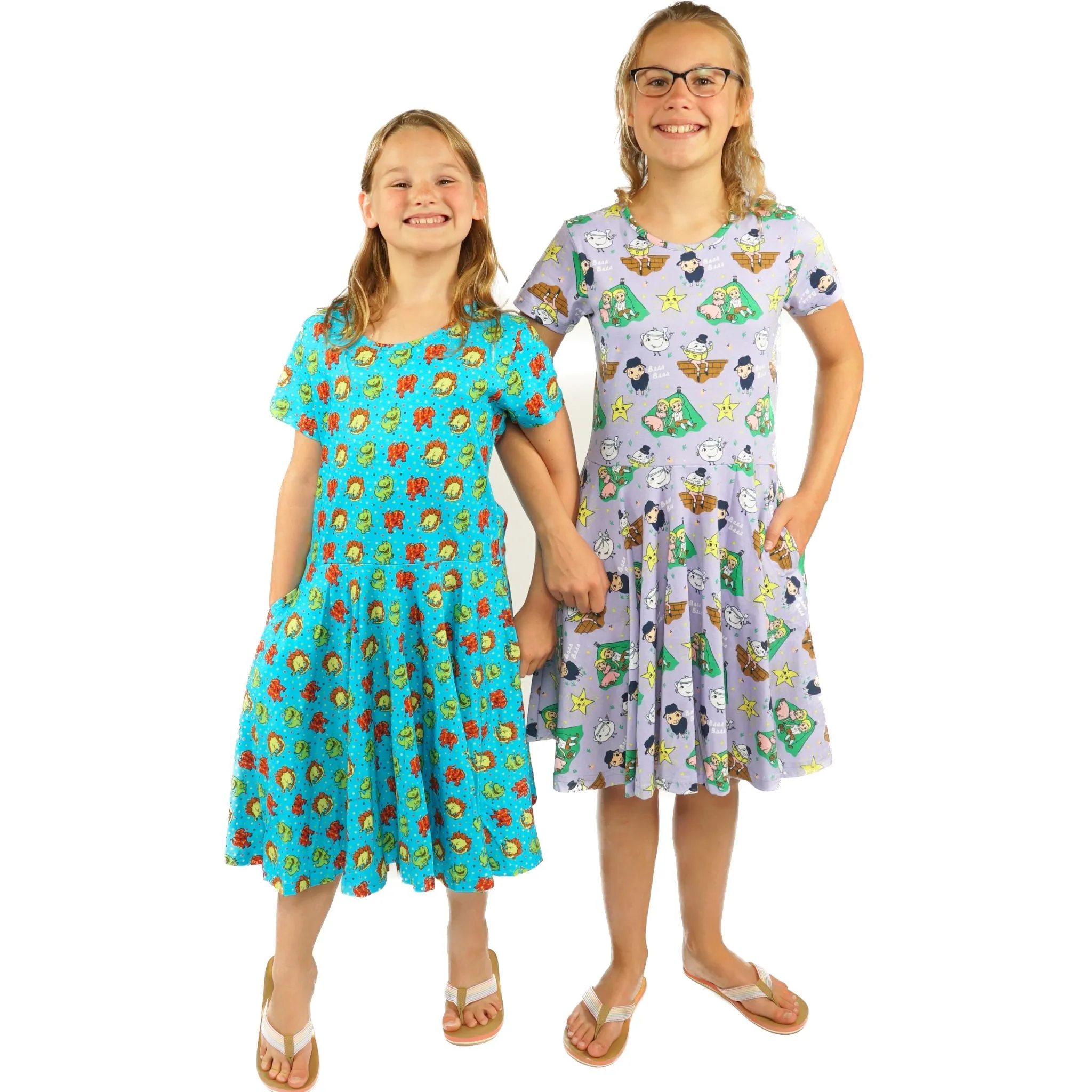 Dinosaurs Polka Dots Kids Twirl Dress [FINAL SALE]