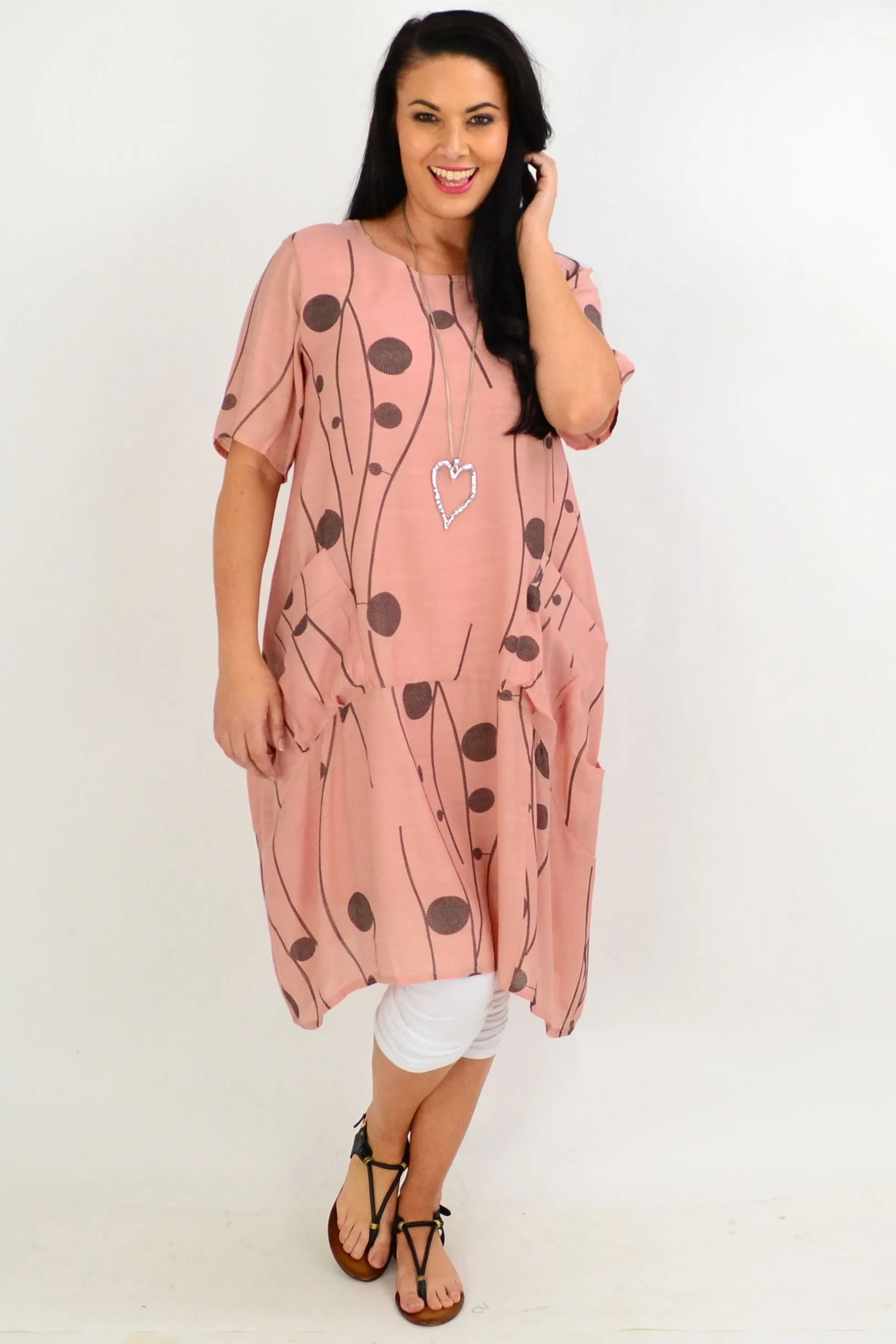 Dusty Pink Debs Dots Bubble Tunic Dress