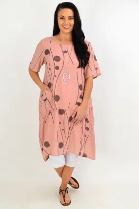 Dusty Pink Debs Dots Bubble Tunic Dress