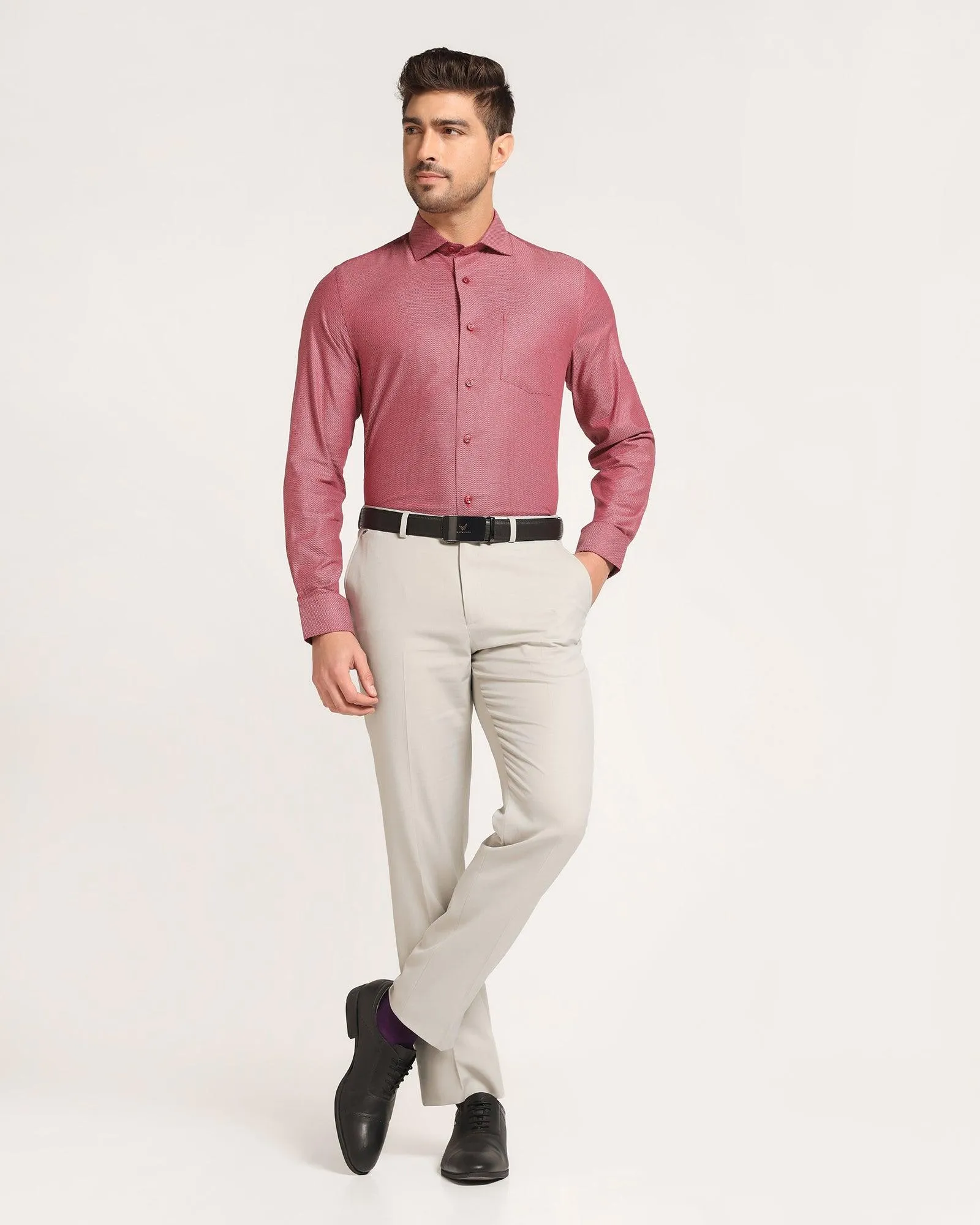 Formal Red Textured Shirt - Cosmo