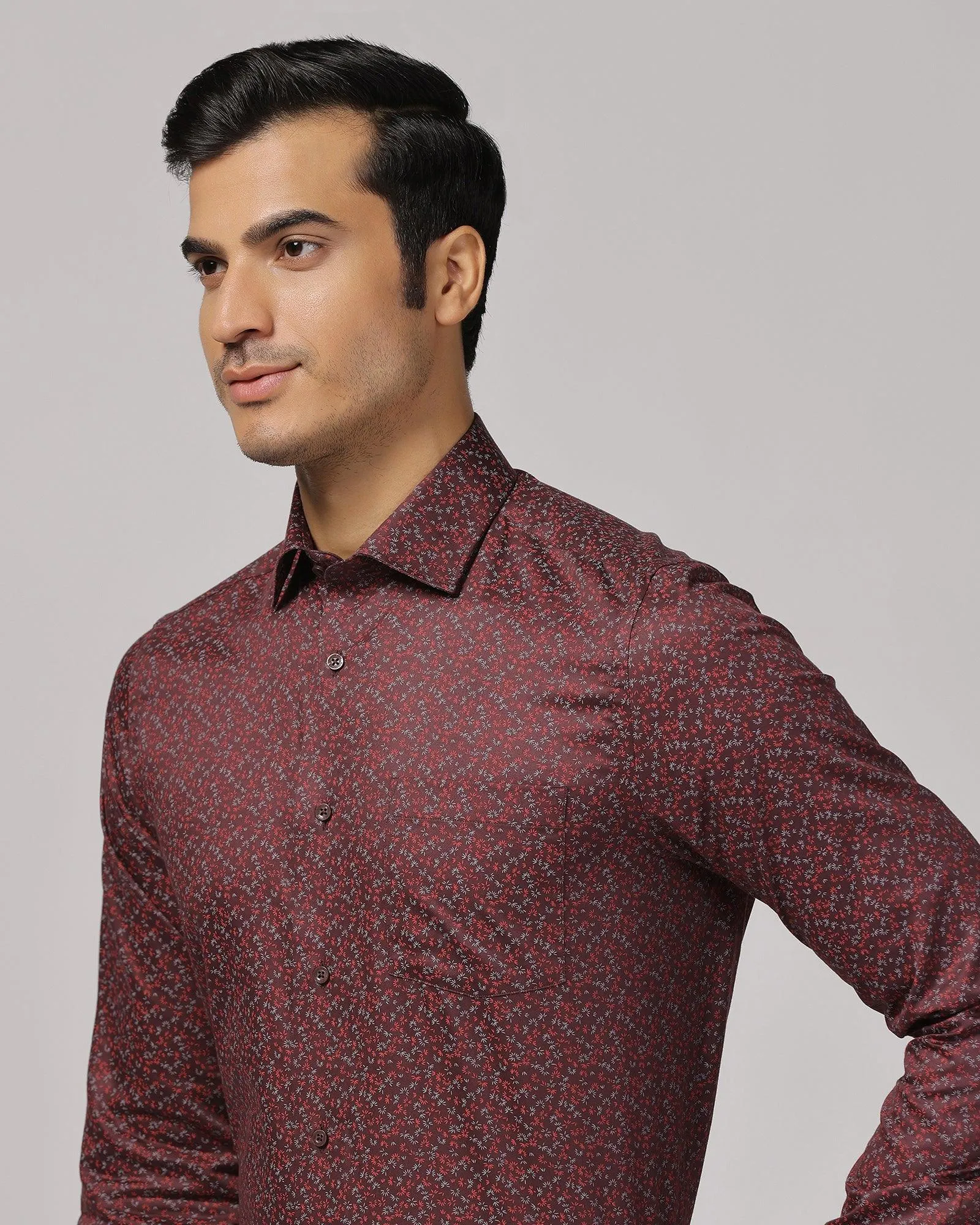 Formal Wine Printed Shirt - Govic