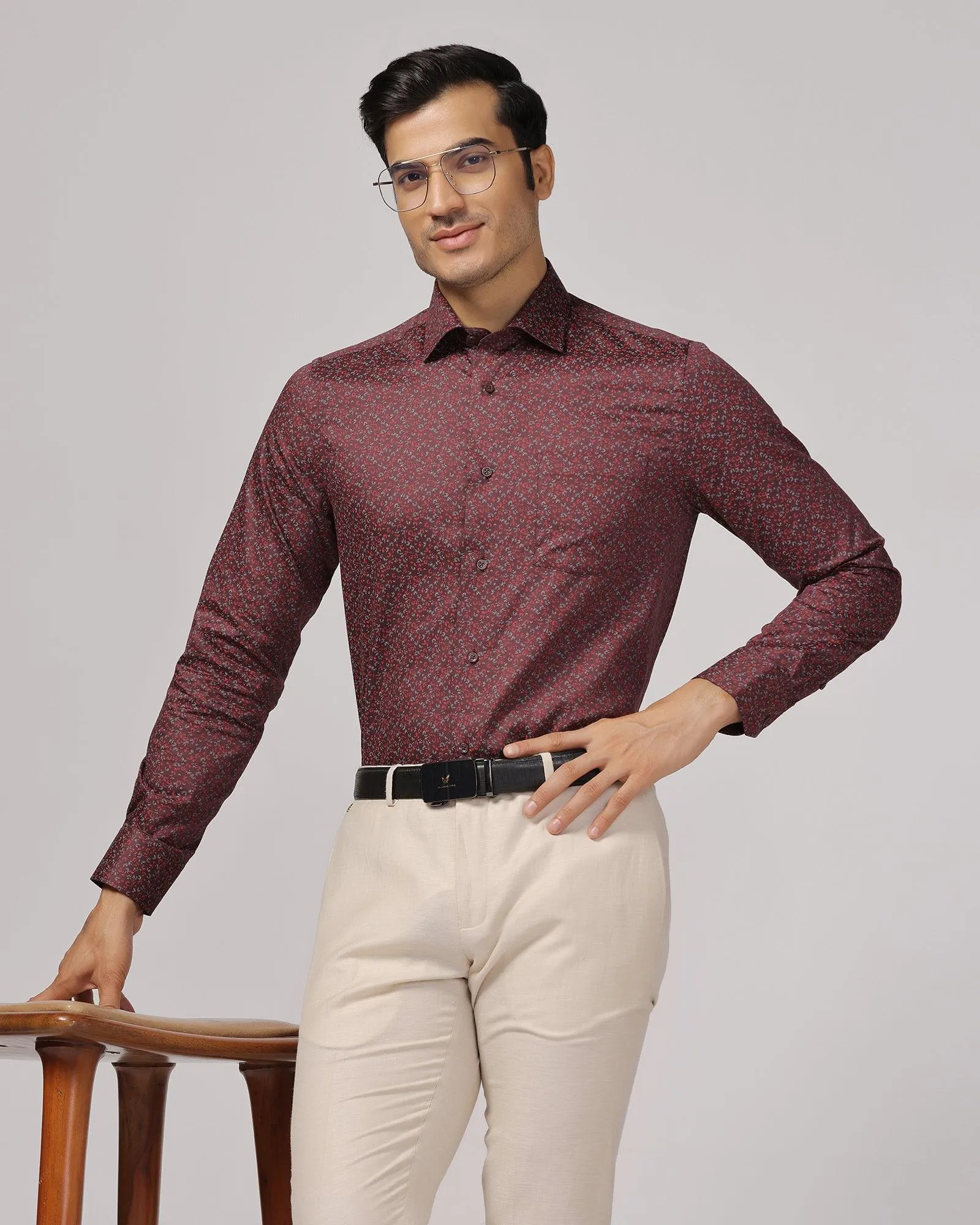 Formal Wine Printed Shirt - Govic