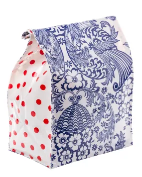 Freckled Sage Oilcloth Lunch Bag Toile Blue