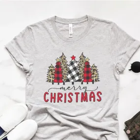 Free Gift - Merry Christmas Plaid and Leopard Tee