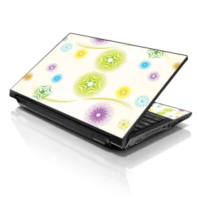 Laptop Notebook Skin Decal with 2 Matching Wrist Pads - Colored Snow Flakes