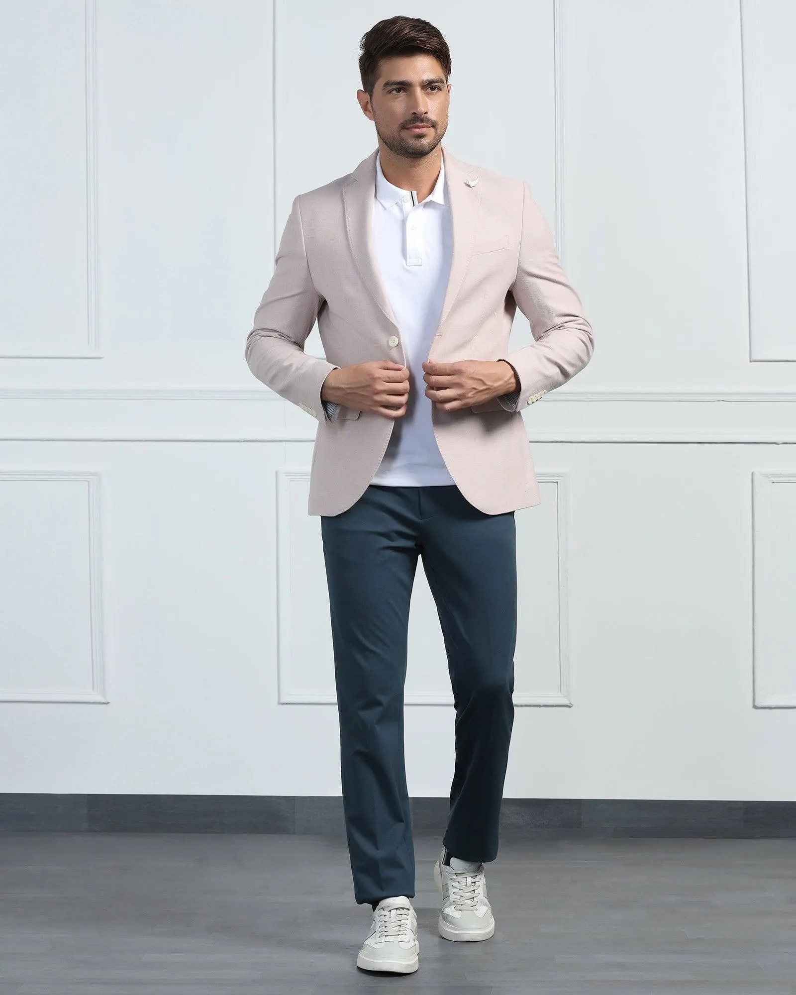 Linen Formal Pink Textured Blazer - Datsun