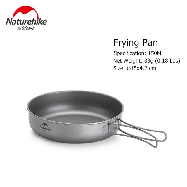 Naturehike Camping Pot Frying Pan Fold Portable Outdoor Titanium Pot Pan Titanium Tableware Titanium Cookware Camping Equipment