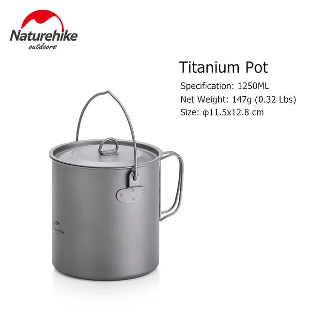 Naturehike Camping Pot Frying Pan Fold Portable Outdoor Titanium Pot Pan Titanium Tableware Titanium Cookware Camping Equipment