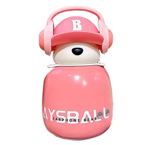 Pink Baseball Bear Kids Water Bottle, 460ml