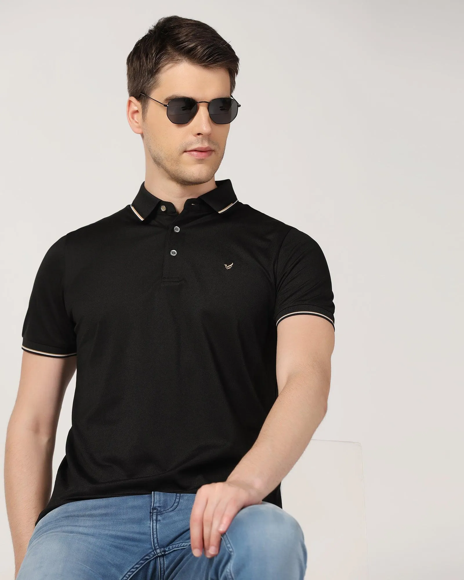 Polo Black Solid T-Shirt - Emerald