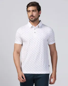 Polo White Printed T-Shirt - Sky