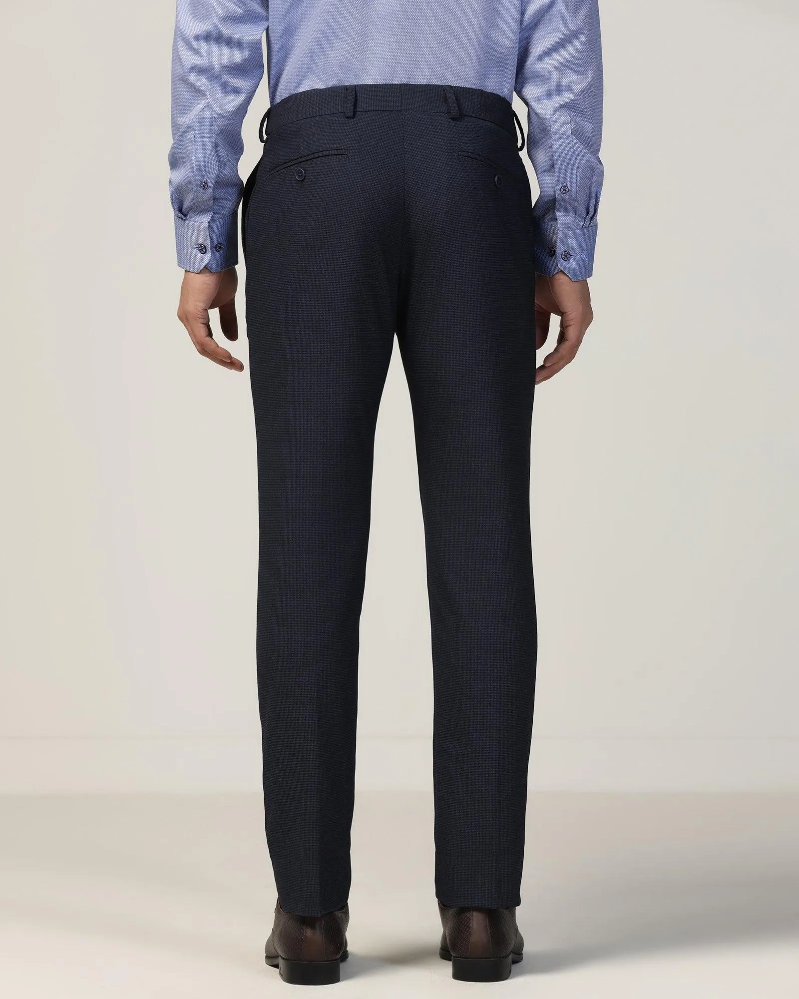 Slim Fit B-91 Formal Navy Textured Trouser - Ford