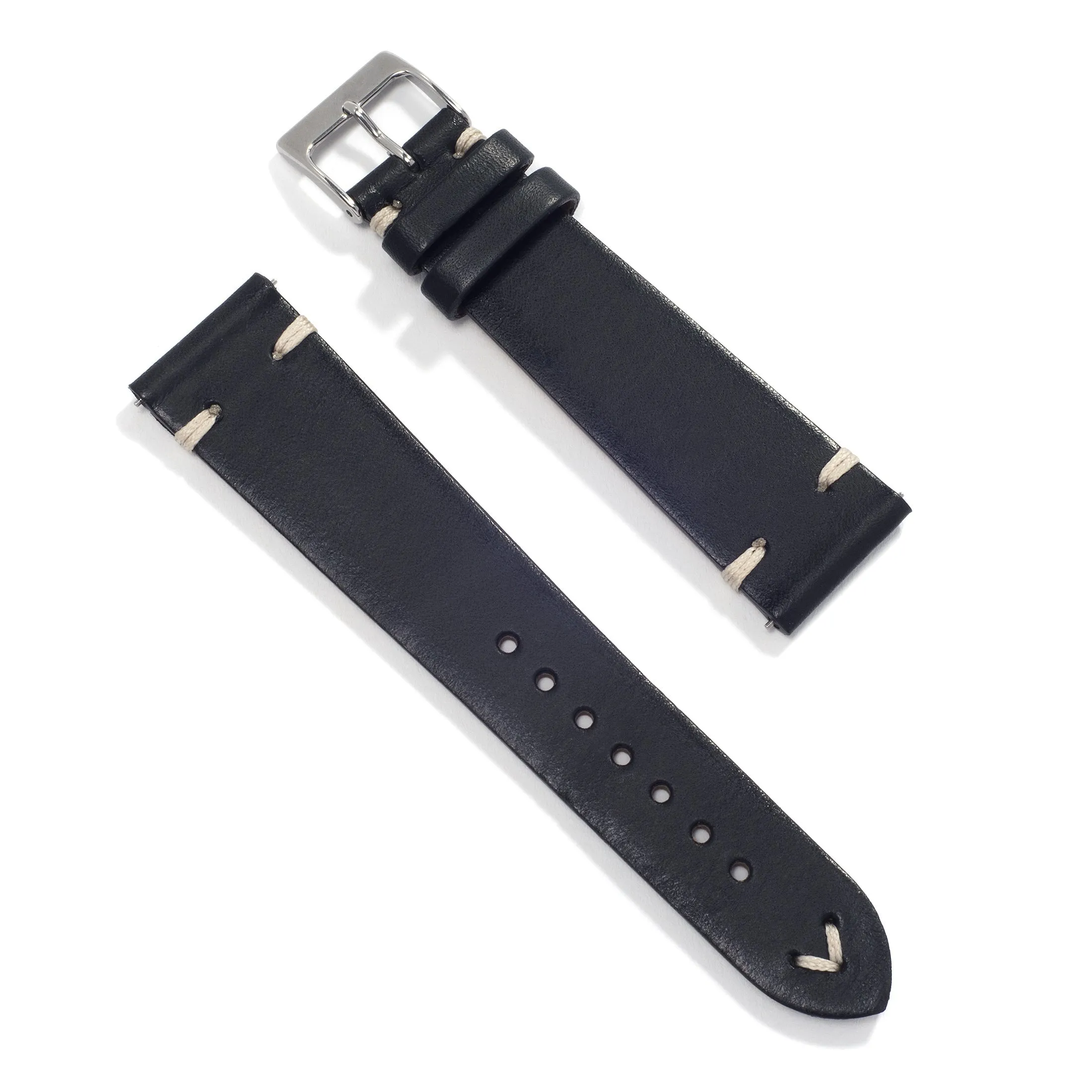 UNIVERSAL BLACK VINTAGE UNIVERSAL LEATHER WATCH STRAP