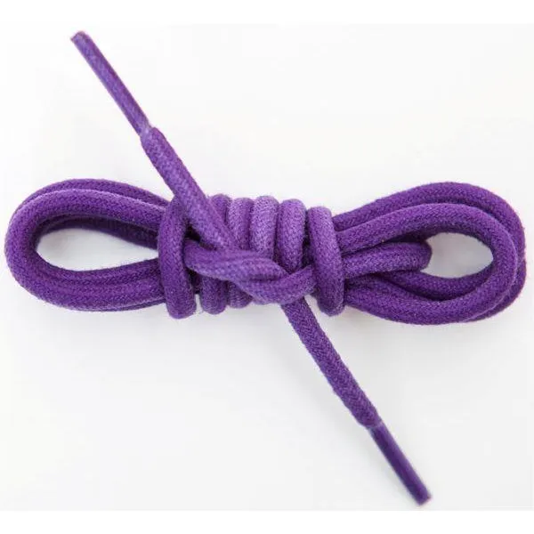 Waxed Cotton Round Laces Custom Length with Tip - Purple (1 Pair Pack) Shoelaces