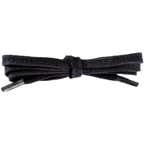 Wholesale Waxed Cotton Flat Dress Laces 1/4 - Black (12 Pair Pack) Shoelaces